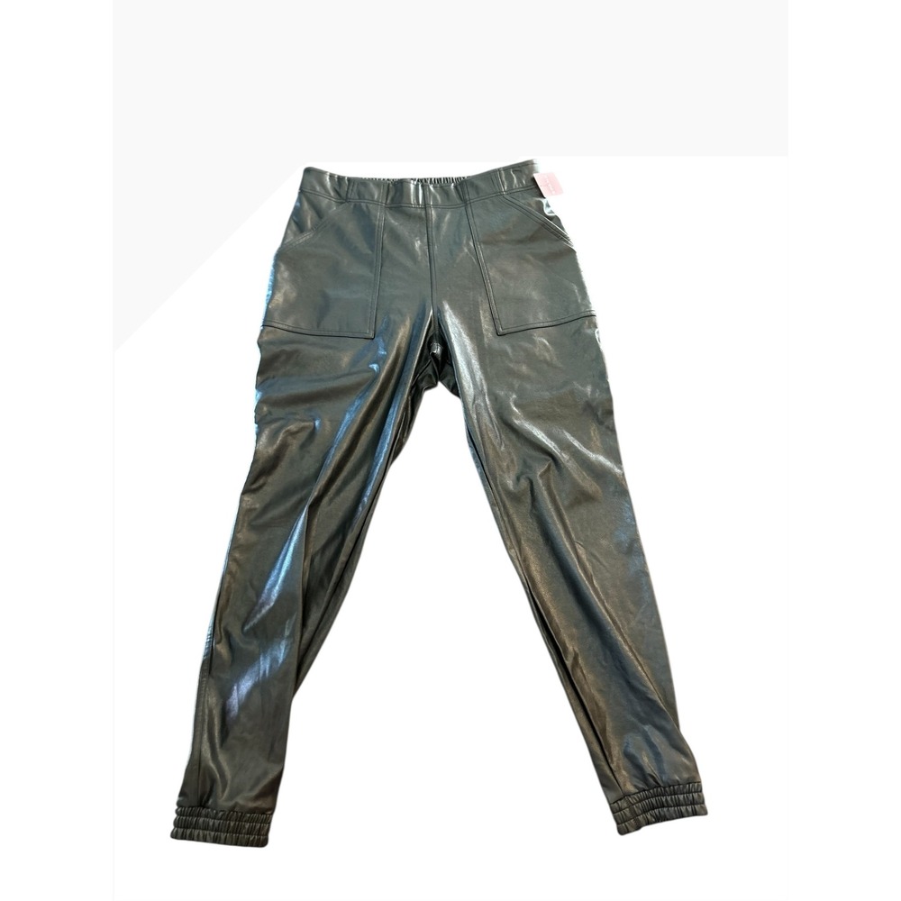 SPANX Women's Black Leather Like Jogger Pants‎ XL TG